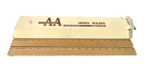 Righelli in legno marca Aakron 18 pollici smussati bordo singolo metallo disegno NY USA con scatola - Foto 1 di 12