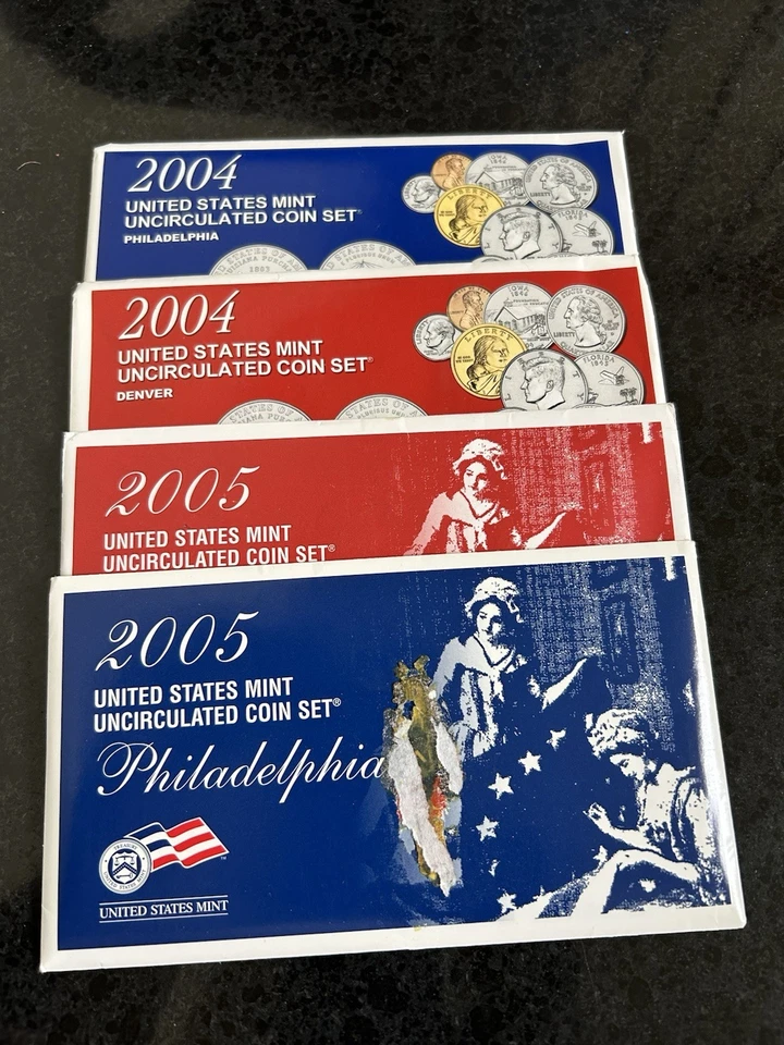 2004 & 2005   U.S. Mint Sets - Unc P & D Coins with  OGP/Envelopes - Image 1 of 1