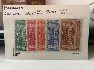 Dealer's Stock BARBADOS 202 - 206 set of 5, 1939, mint lightly hinged - Image 1 of 2