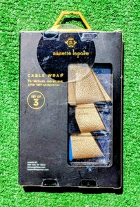 Nanette Lepore Cable Wrap Home Tech Accessories Organizer Metallic Gold 3pc NIB - Picture 1 of 2