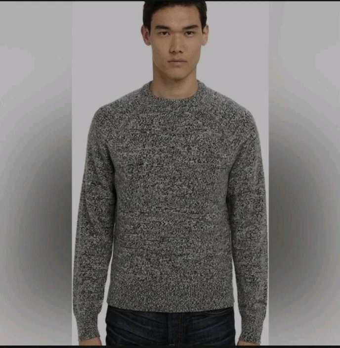 Jack Spade Mens Olson Marled Crew Neck 100% Wool Sweater  Sz M Grey Black  - Image 1 of 4