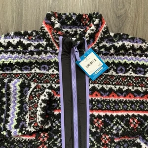 DSG Cozy Fleece Full Zip Jacket Girls Large (14) Funky Fair Isle High Pile $55 - Picture 1 of 10