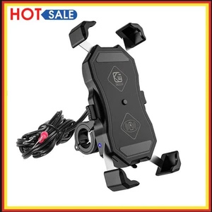 Uchwyt motocyklowy na telefon komórkowy, 15 W, bezprzewodowy, + ładowarka USB QC 3.0, uchwyt GPS do telefonu komórkowego - Zdjęcie 1 z 9