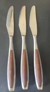 Juego de 3 cuchillos de cena con incrustaciones de madera sintética de acero inoxidable MCM vintage de Japón - Imagen 1 de 2