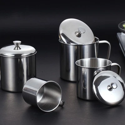 With Handle Stainless steel Cup Supplies 1pc Milk Coffee Tea Camping Drinking - Image 1 of 4