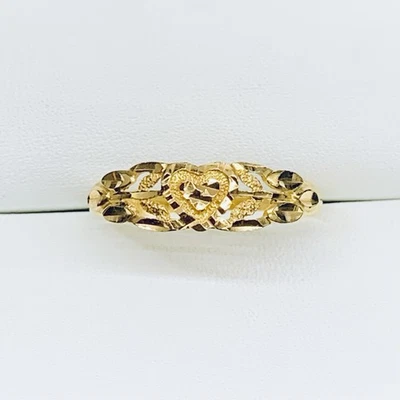 22k 916 Yellow Gold Diamond Cut Heart Engagement Wedding Ring Band Size 8 - Image 1 of 4