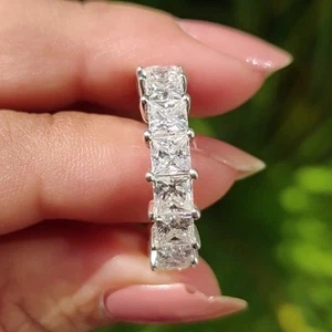 6.20 CT CVD Lab Grown Diamond Princess Full Eternity Engagement Ring 925 Silver - Picture 1 of 11