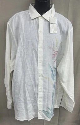 Camisa Tommy Bahama Blanca Talla XXL Manga Larga Lino Nueva con Etiquetas $145 Etiqueta Estilo Único Foto 1 de 4