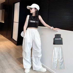 Streetwear Girls Hip Hop Clothes Teens Vest Cargo Pants Suit Children - Picture 1 of 18