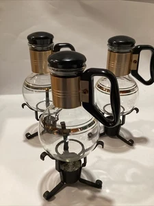 Vintage Pyrex Glassware Individual Carafes w/Warmers Made For Silex Set of 3 - Picture 1 of 5