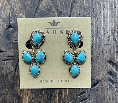 Barse Santo Domingo Clip Earrings- Turquoise- Bronze- NWT - Image 1 of 4