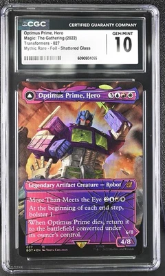 Optimus Prime, Hero (CGC GEM MINT 10) Shattered Glass Foil MTG UB: Transformers - Image 1 of 3
