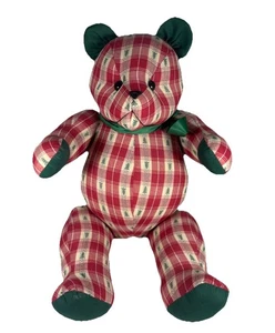 Vintage Just Country Plaid Christmas Teddy Bear 20” Handmade Cloth Doll Decor - Picture 1 of 4