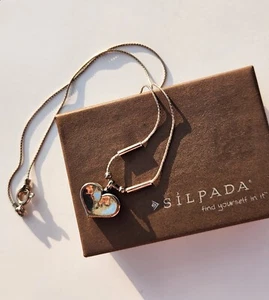 Silpada Sterling Silver Hammered Heart Pendant Necklace N0514 Original Box - Picture 1 of 12