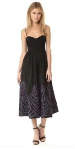 Mara Hoffman Embroidered Leaf Midi Dress Womens Size 2 Black Velveteen NWT $449 - Picture 1 of 19