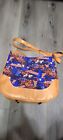Handcrafted Gator Purse Blue And Orange 13X11x4 Adjust Strap Magnetic Close