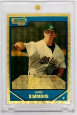 2007 BOWMAN CHROME RC AUTO SUPERFRACTOR 1/1 TEST JAMES SIMMONS OAKLAND A'S RARE 