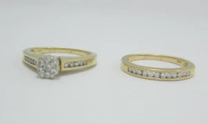 BEAUTIFUL LADIES 14K YELLOW GOLD WEDDING RING SET SIZE (6+) .50CT. 5.7G - Picture 1 of 12