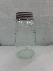MASON'S PATENT Nov 30TH 1858 Quart Glass Fruit Jar Light Blue-Green w/ Zinc Lid - Picture 1 of 7
