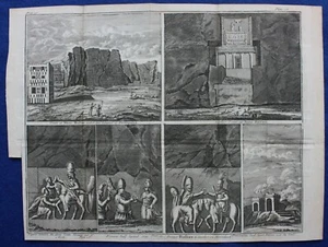 NAQSH-E ROSTAM, PERSÉPOLIS, TUMBAS, impresión antigua original, después de de Bruyn 1747 - Imagen 1 de 5