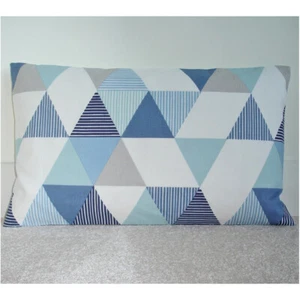 Cushion Cover Blue 12x16 Oblong Duck Grey Navy Geometric 16" x 12" Pillowcase - Picture 1 of 1