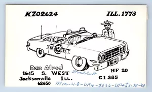 Tarjeta de radioaficionado Double D Alred Jacksonville Illinois IL coche de policía QSL de colección - Imagen 1 de 2