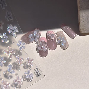 Women Girls 2Pcs Jelly-like Colors Nail Art Auxiliary Stickers Delicate Glitter - Picture 1 of 17