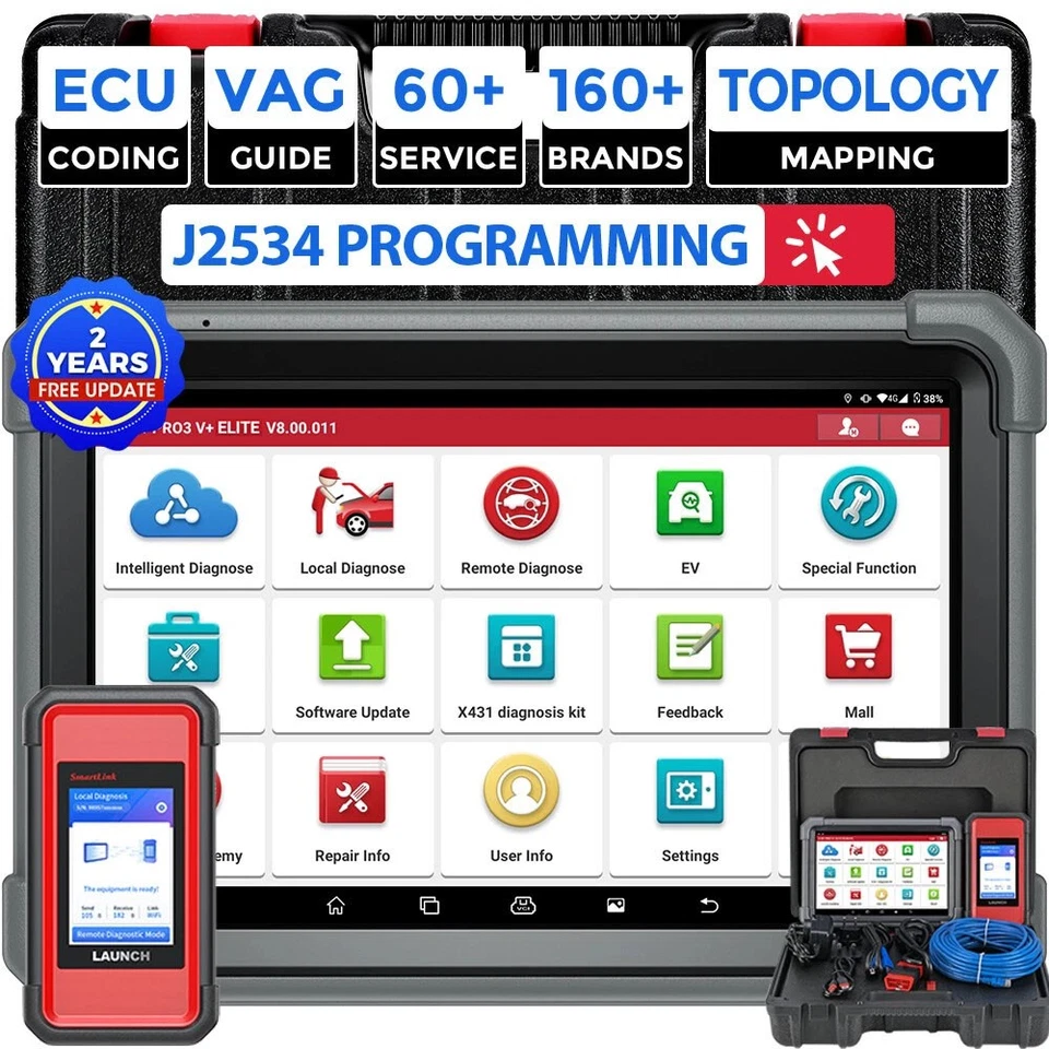 LAUNCH X431 PRO3S+ Elite PRO5 Car Diagnostic Scanner J2534 Programming Coding - Image 1 of 4