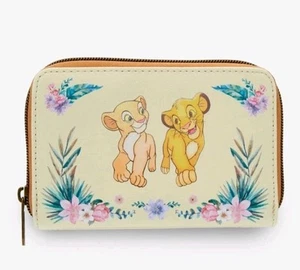 NEW! Loungefly Disney The Lion King Simba & Nala Florals Spring Zip Wallet - Picture 1 of 4