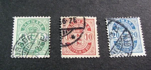 Dänemark Briefmarke Scott # 38,39,40 Wappen 1884-88 gebraucht H360 - Bild 1 von 2
