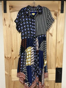 Maeve Anthropologie Midi Shirt Dress W Handkerchief Hem size Medium Multi Color - Picture 1 of 10
