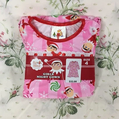 Elf On The Shelf Girls Size 4 Nightgown Pajamas Pink Sweets NEW - Image 1 of 4