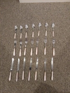 Scof France POMPADOUR CREAM Pearlized Handle Stainless Flatware Set - Set of 7 - Picture 1 of 5