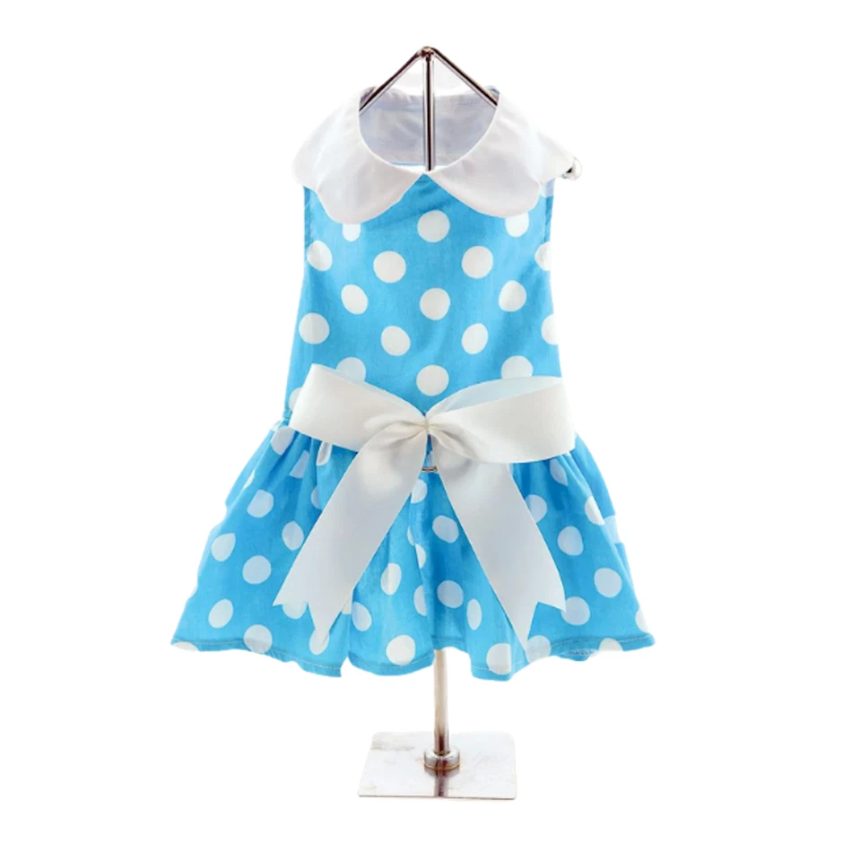 Doggie Design Blue Polka Dot Dog Harness Dress with Matching Leash (Small) - Image 1 of 4