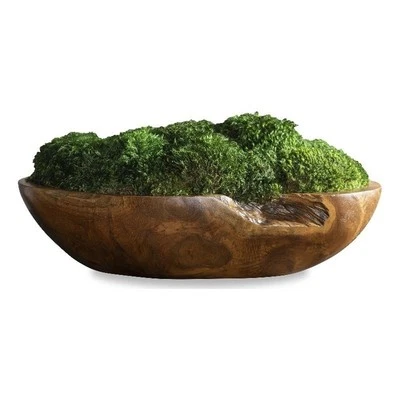 Peça central de madeira de teca e espuma Uttermost Kinsale em verde/madeira - Imagem 1 de 3