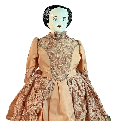 古董平顶中国头娃娃 Kestner? 15英寸带损坏 — 第 1/4 张图片