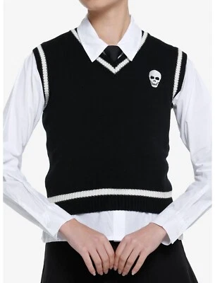 Thorn & Fable Calavera Corbata Dos Niñas Suéter Chaleco Camisa XS Bonus Collar Foto 1 de 4