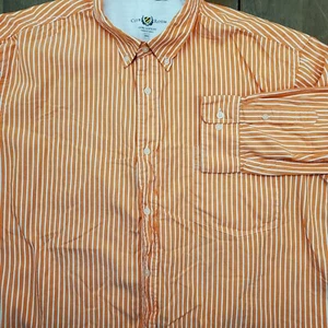 Camisa para hombre habitación club manga larga a rayas con botones talla XXL 2XL naranja - Imagen 1 de 11