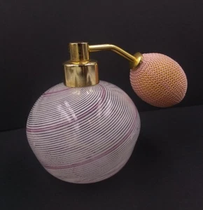 Vintage MURANO Perfume Bottle Mezza Filigrana Swirl w/Sprayer Latticino - Picture 1 of 16