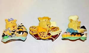 Juego de 3 imanes de nevera imán cerdos comer pizza helado cupcakes cerámica - Imagen 1 de 5
