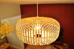 Handmade Bamboo Pendant Ceiling Lampshade, Oval Shape, Natural Brown, L016 - Picture 1 of 12