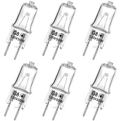 6 Pack G8 Light Bulbs 50W 120V Xenon Under Cabinet Puck Table/Desk Lamps - Image 1 of 4