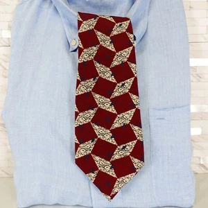 Red Neck Tie Mens Cream Diamond Designer Suit Preppy Chic Art Deco Wine ALFANI  - Picture 1 of 8