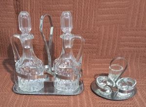 Oliera acetiera Porta sale e pepe e stuzzicadenti Vintage Antico vetro cristallo - Foto 1 di 14