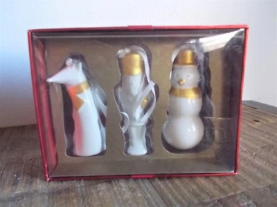 Juego de adornos de muñeco de nieve y cascanueces de porcelana blanca y dorada Starbucks 2012  Foto 1 de 4