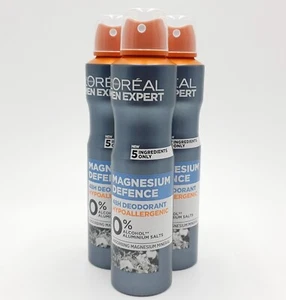 L'OREAL PARIS MEN EXPERT MAGNESIUM DEFENCE 48H DEODORANT BIG 250ML CAN 3 PACK - Picture 1 of 2
