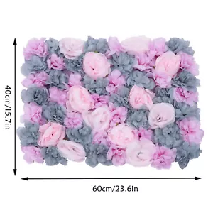 6pcs Artificial Flower Walls 3D Silk Rose Wall Backdrop Decor for Wedding Party - Picture 1 of 11