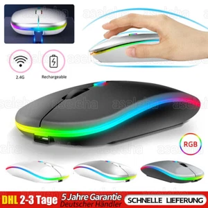 PC Maus Kabellos Bluetooth und Funk für Computer, MAC Aufladbare leise Maus LED - Bild 1 von 20