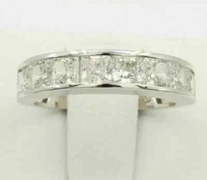 4Ct Princess Cut Lab-Created Diamond Half Eternity Band Ring 14K White Gold Over - Picture 1 of 6