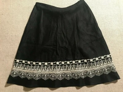 Falda para mujer Rafaella 12P negra bordada pequeña lino adornada #C1 Foto 1 de 4